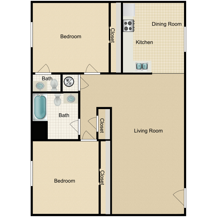 Floor plan image of Large 2 Bedroom