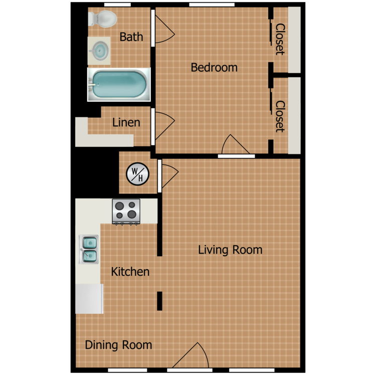One Bedroom A floor plan image