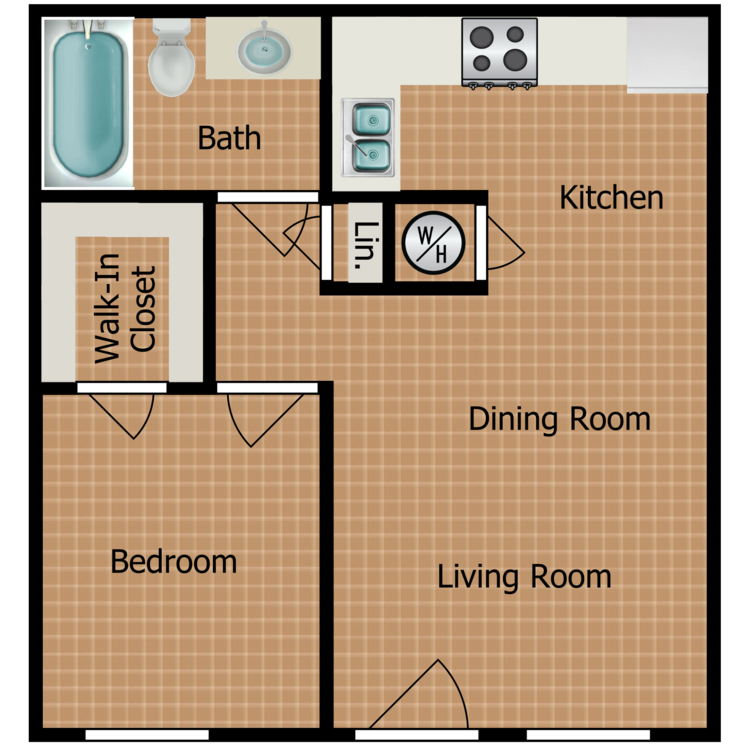 One Bedroom B floor plan image