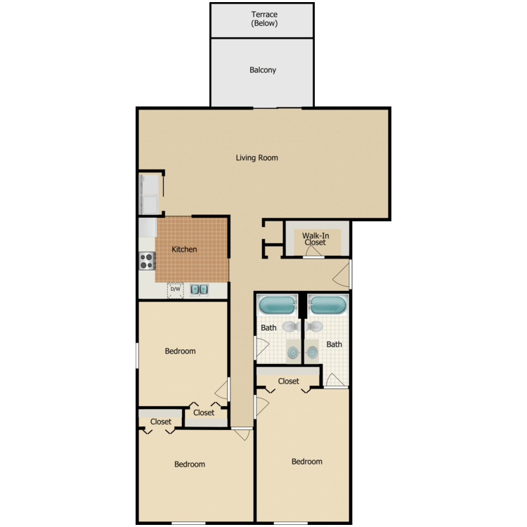 Floor plan image of 3 Bed 2 Bath