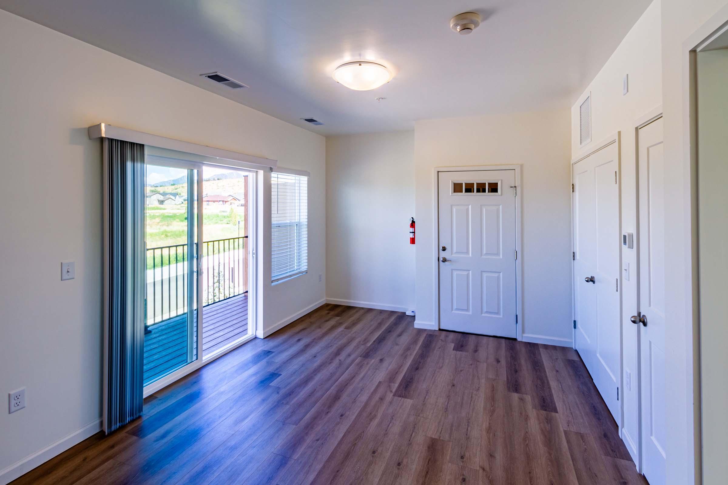 a room with a wood floor