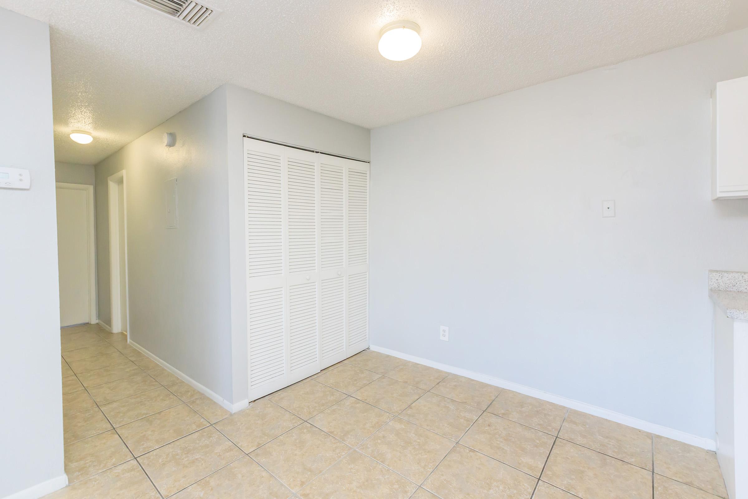 a room with a tiled floor