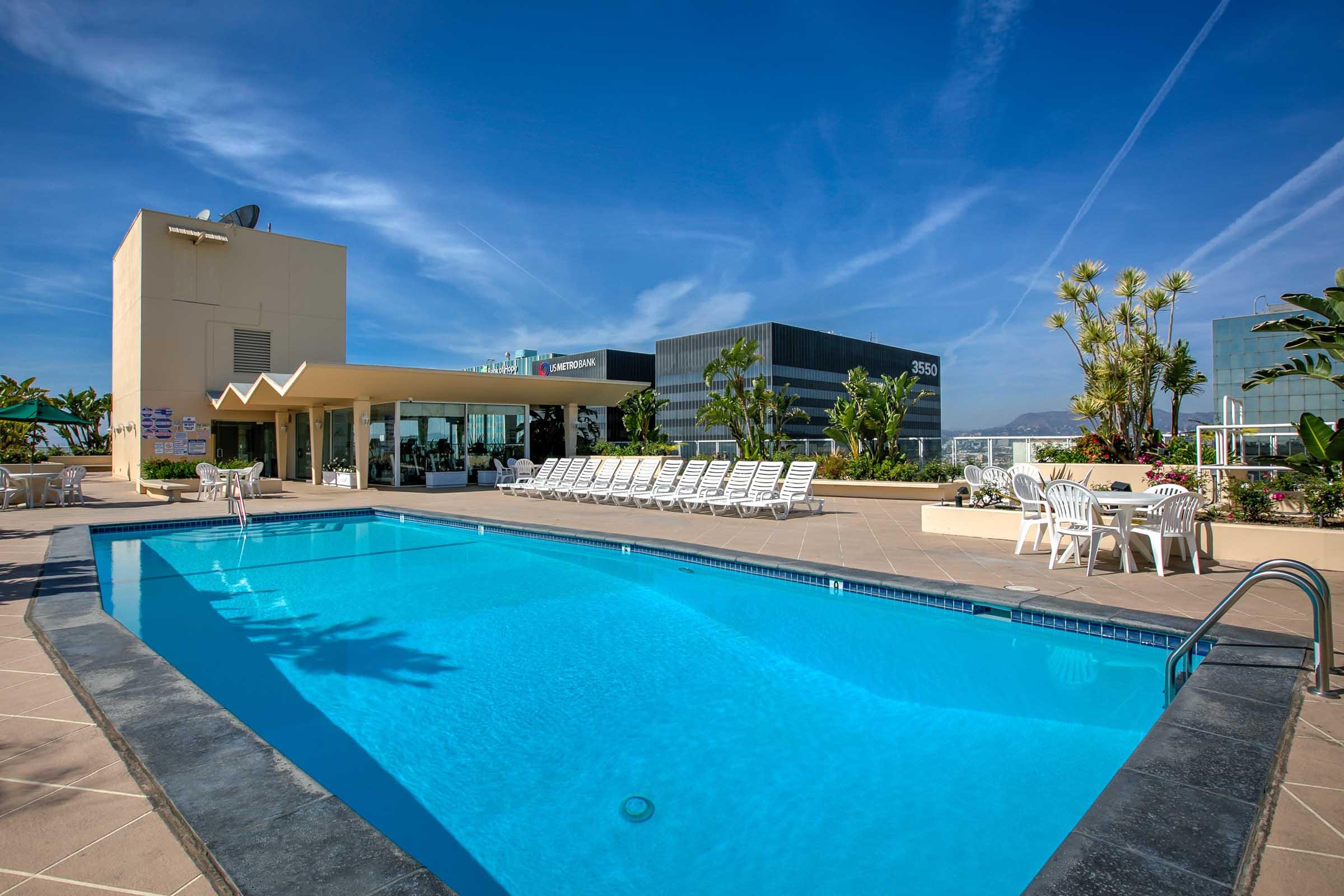 a rooftop swimming pool