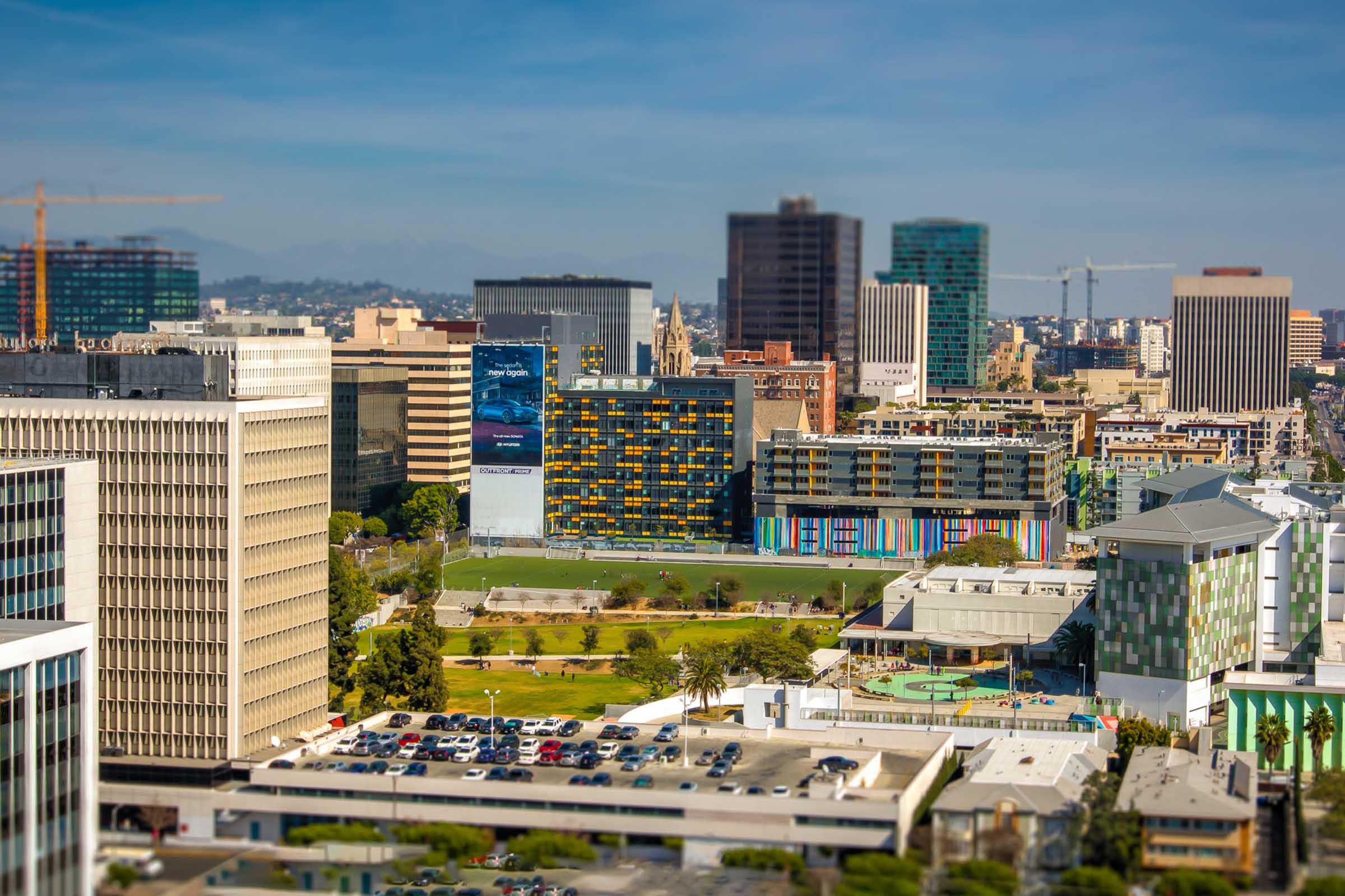 a view of the Los Angeles skyline