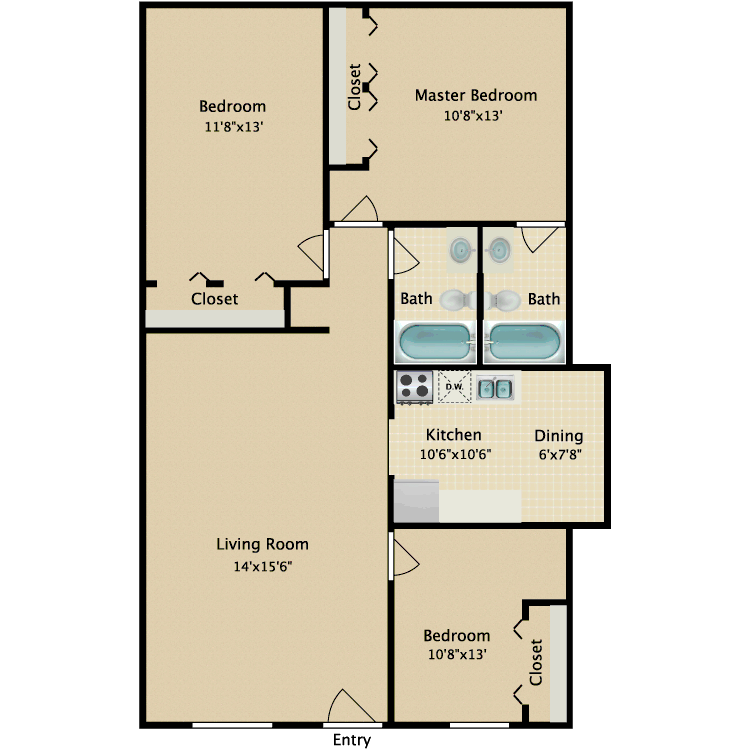 Floor plan image of 3 Bed 2 Bath