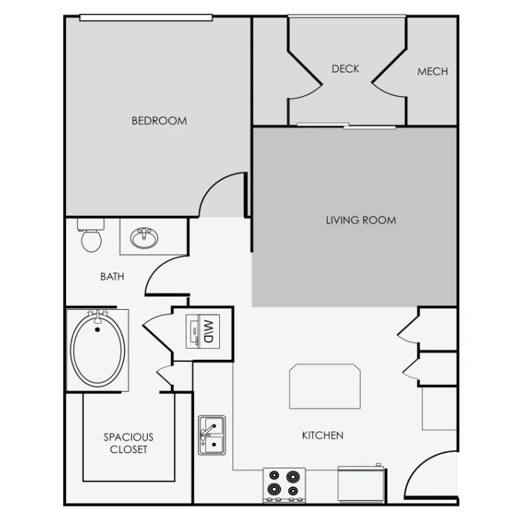 A2 Premium – 1 Bedroom, 1 Bathroom floor plan