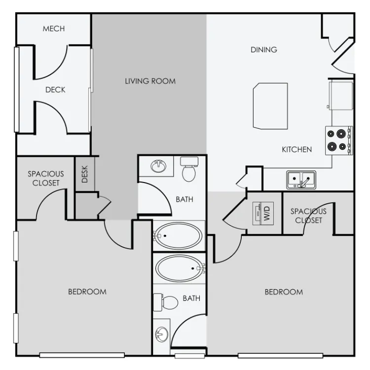 B1 Premium – 2 Bedroom, 2 Bathroom floor plan