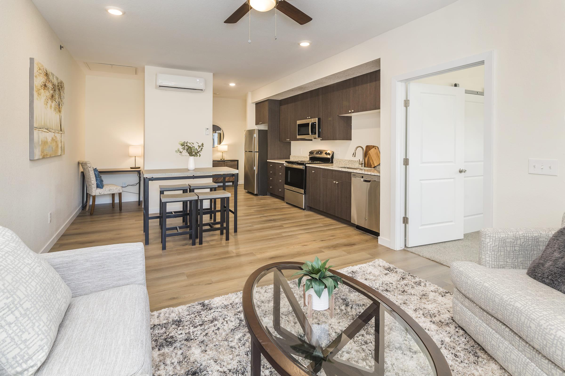 a living room filled with furniture