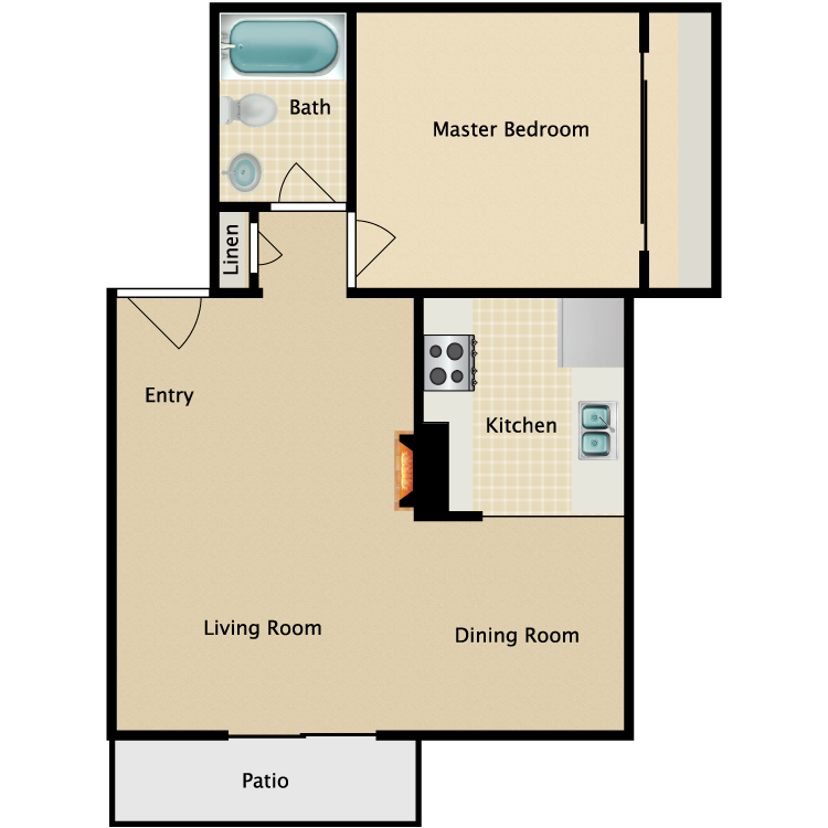 Floor plan image of 1 Bed 1 Bath