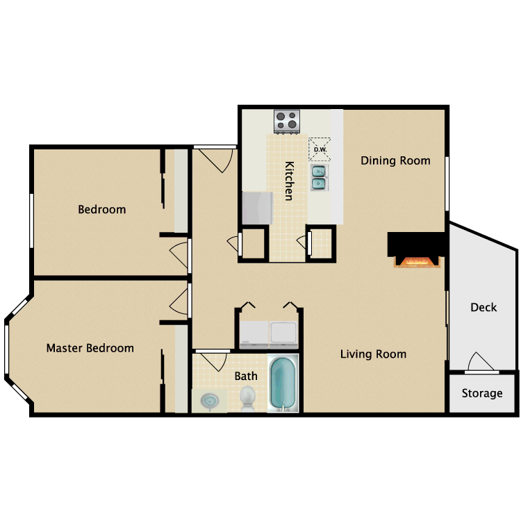 Floor plan image of 2 Bedroom 1 Bathroom