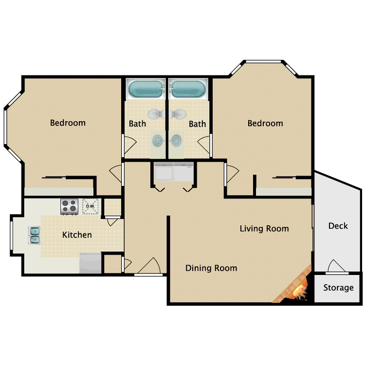 Floor plan image of 2 Bedroom 2 Bathroom Master