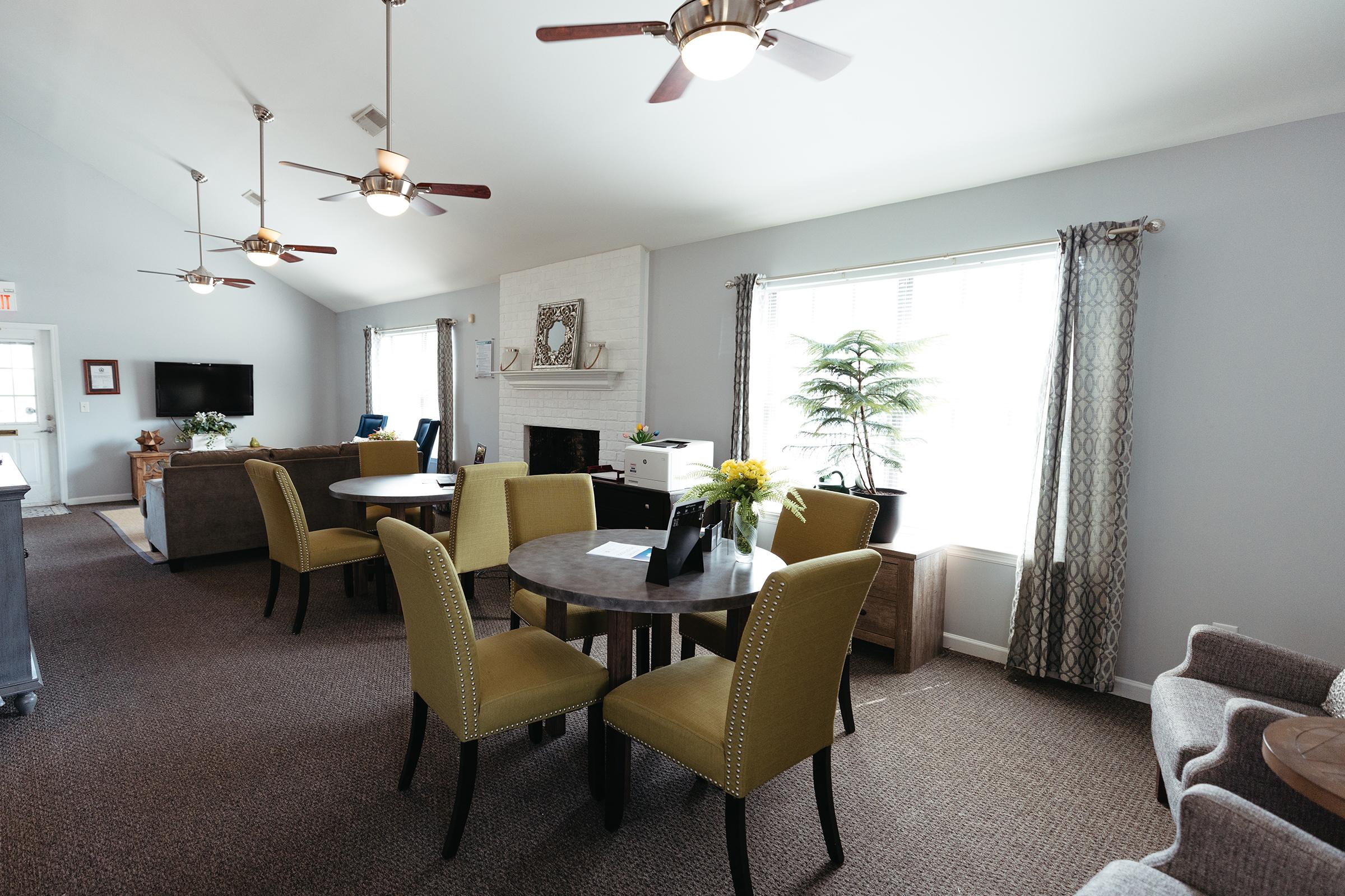 Dining area in community room.