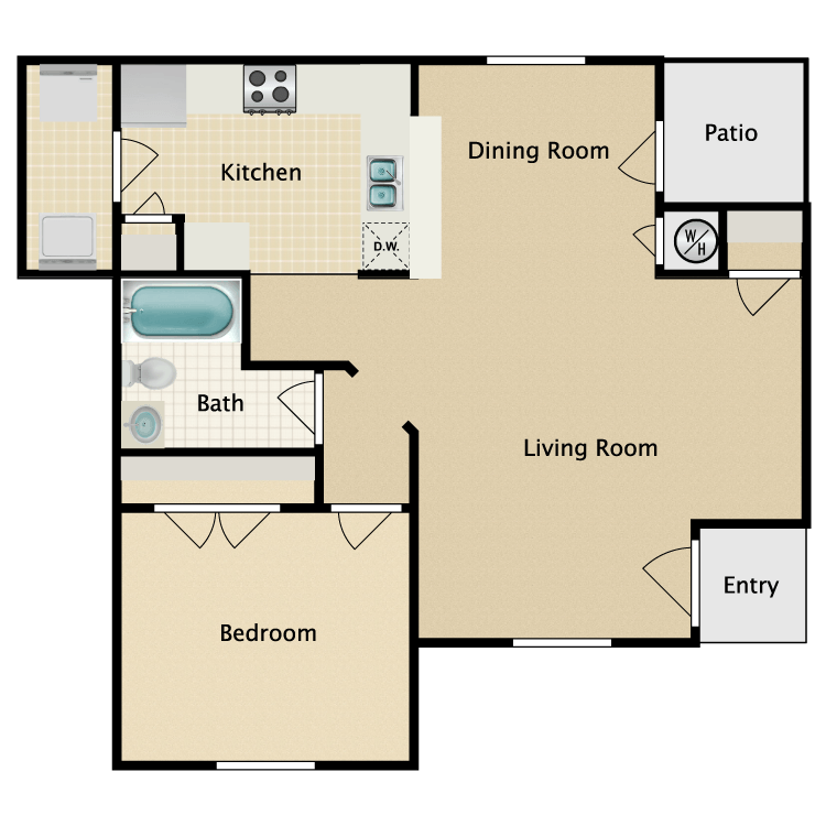 Floor plan image of 1 Bed 1 Bath A