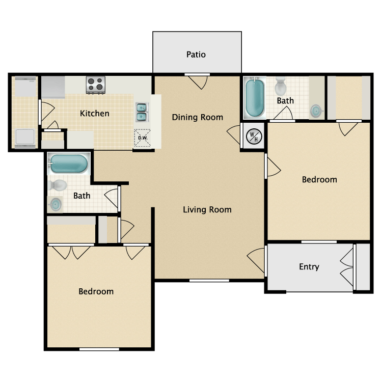 Floor plan image of 2 Bed 2 Bath A