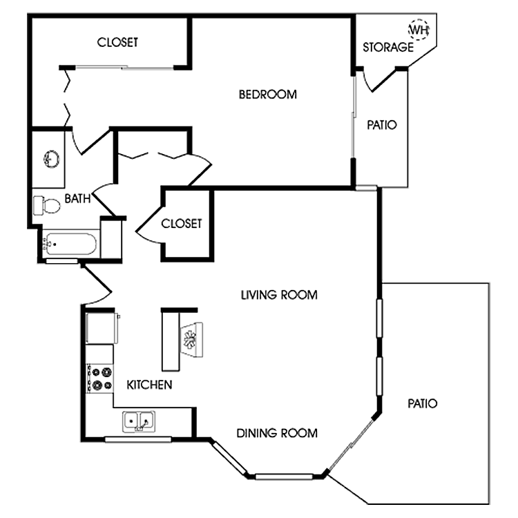Floor plan image of 1 Bed 1 Bath