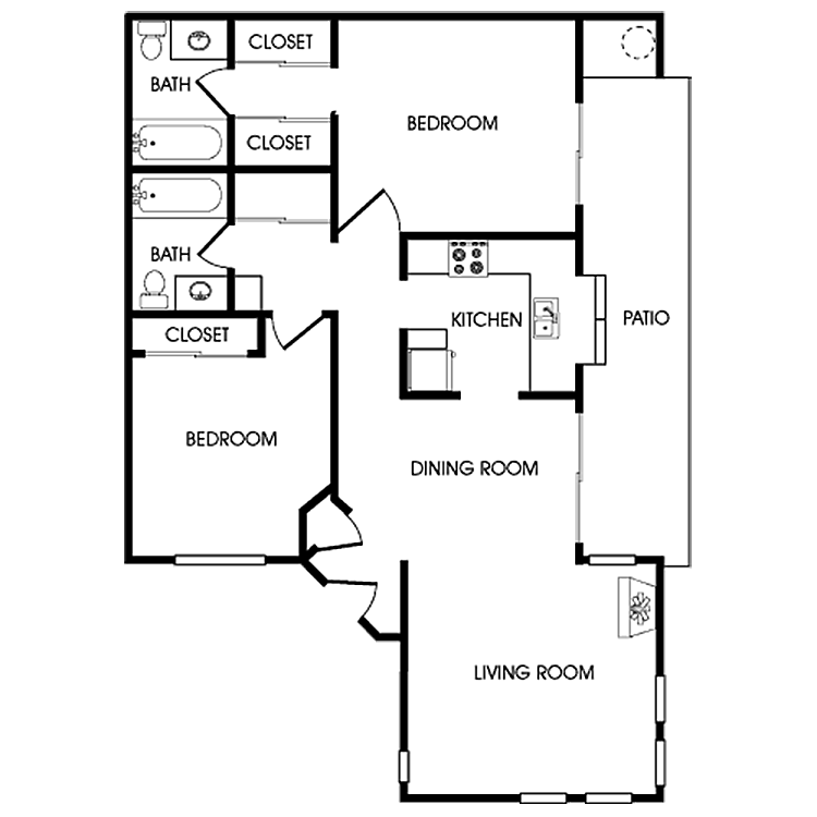 Floor plan image of 2 Bed 2 Bath