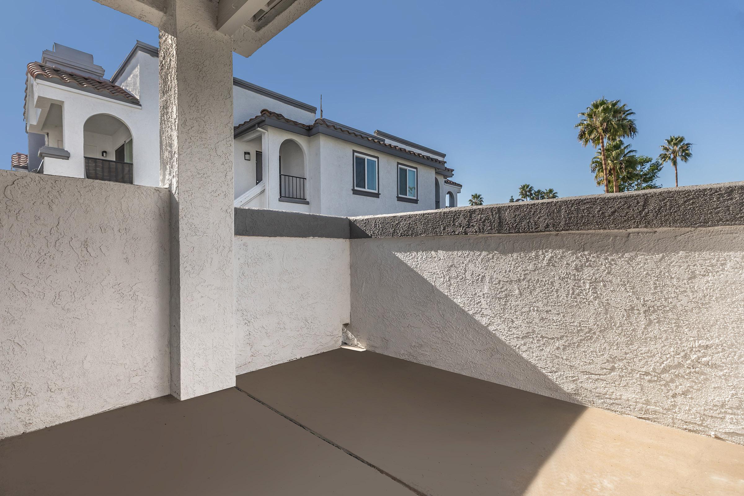 Patio at Enclave at Town Square Apartments in Chino, CA