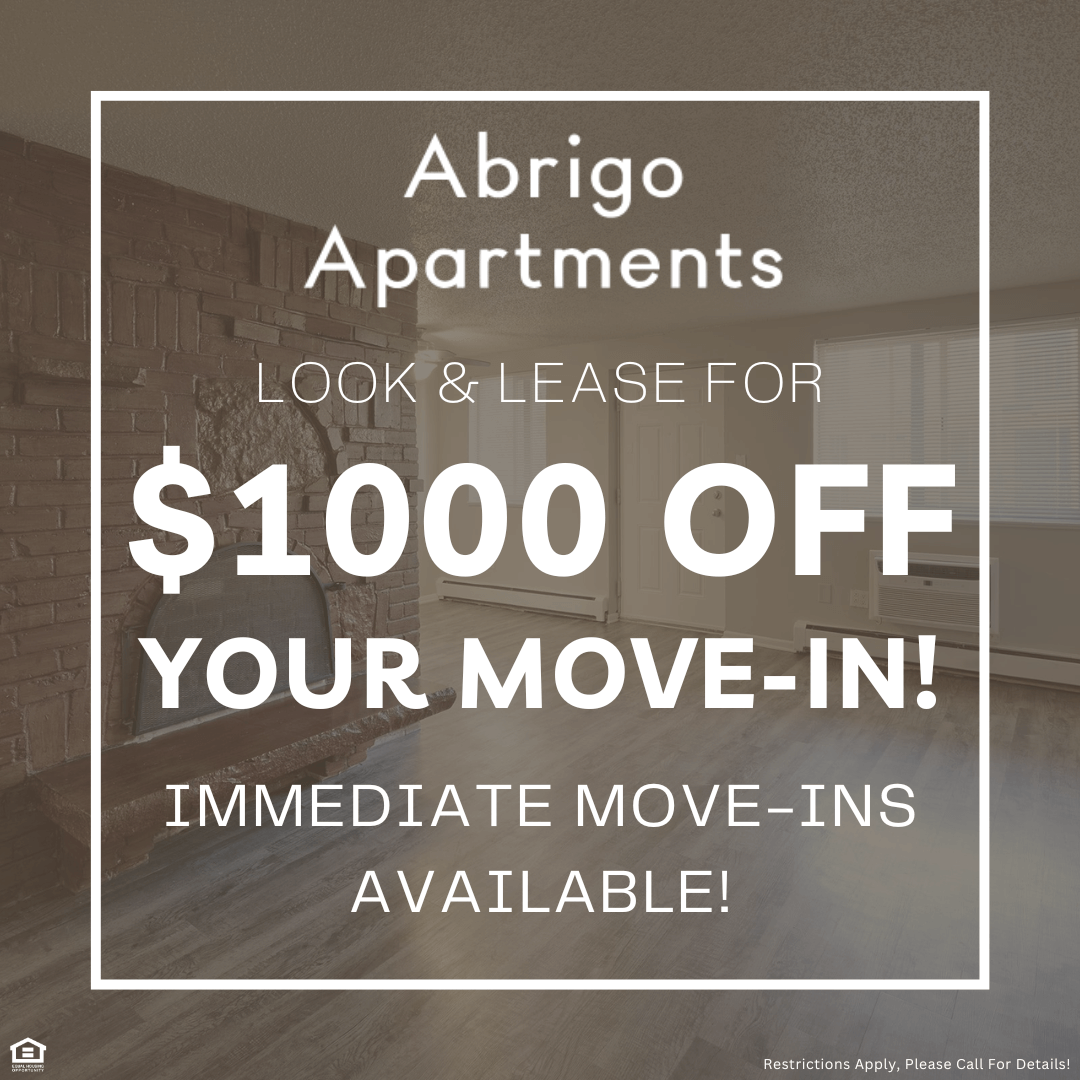 Abrigo Apartments Look and Lease For $1000 OFF Your Move-In! Immediate Move-Ins Available!