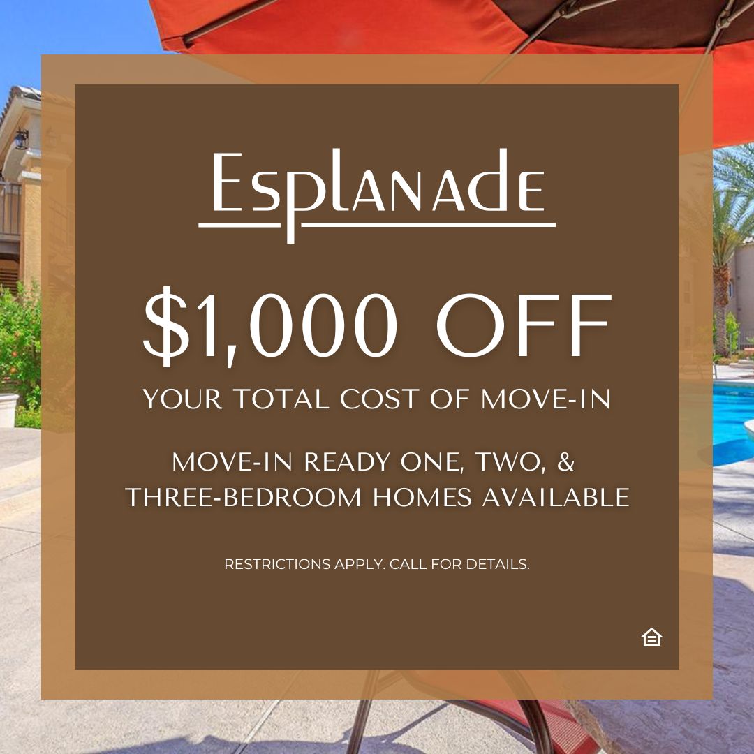 Graphic design pop up with text overlay that reads: $1,000 OFF YOUR TOTAL MOVE-IN COST MOVE-IN READY ONE, TWO, AND THREE-BEDROOM HOMES AVAILABLE