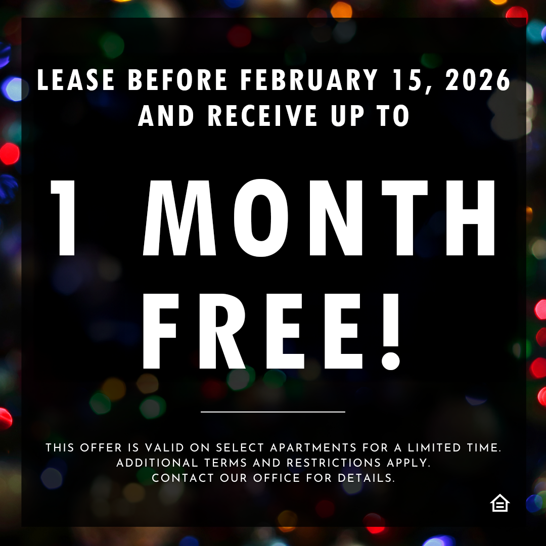 Winter blue background with snowflakes and snow around creating a cold, winter feeling text reads winter special $1500 off first full months rent on select homes This offer is valid on select apartments for a limited time Restrictions apply Contact us for details Equal housing opportunity