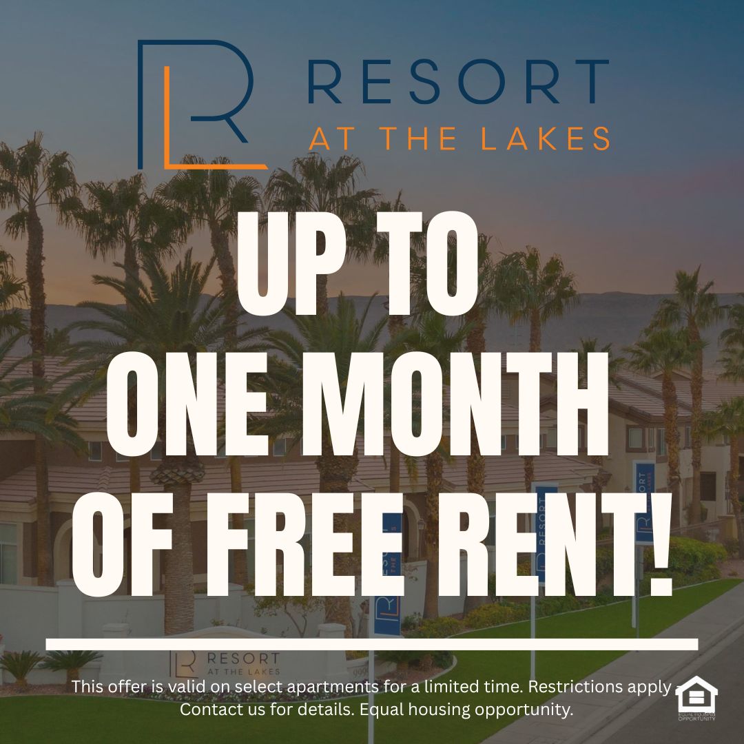 Promotional Marketing Graphic background is of the community entrance text reads up to one month of free rent This offer is valid on select apartments for a limited time. Restrictions apply - Contact us for details. Equal housing opportunity.