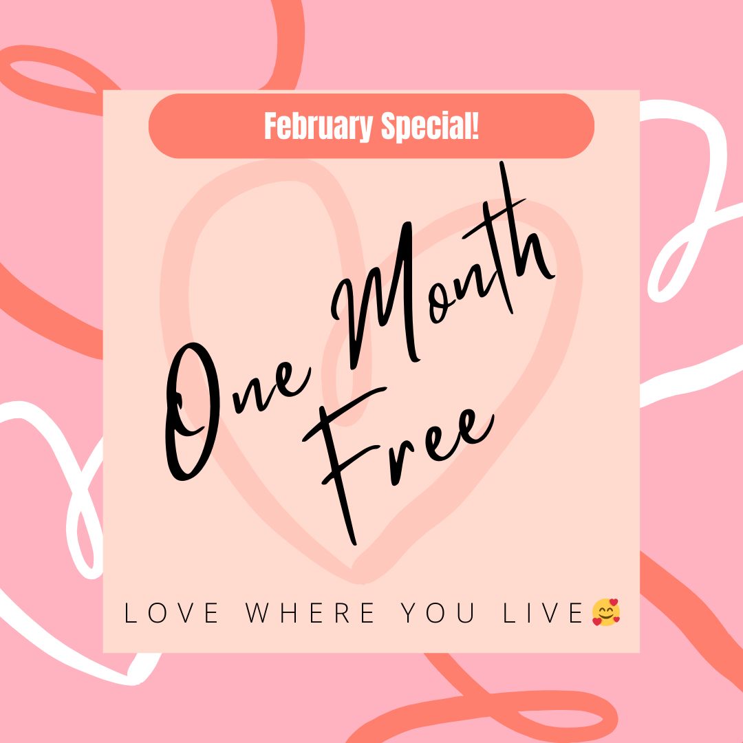 Valentine's Special! One month free on ANY Lease!