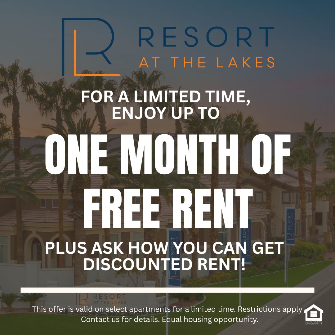 Marketing promotional graphic background is of the community text reads for a limited time enjoy up to  one month free rent plus ask how you can get discounted rent This offer is valid on select apartments for a limited time Restrictions apply Contact us for details Equal housing opportunity