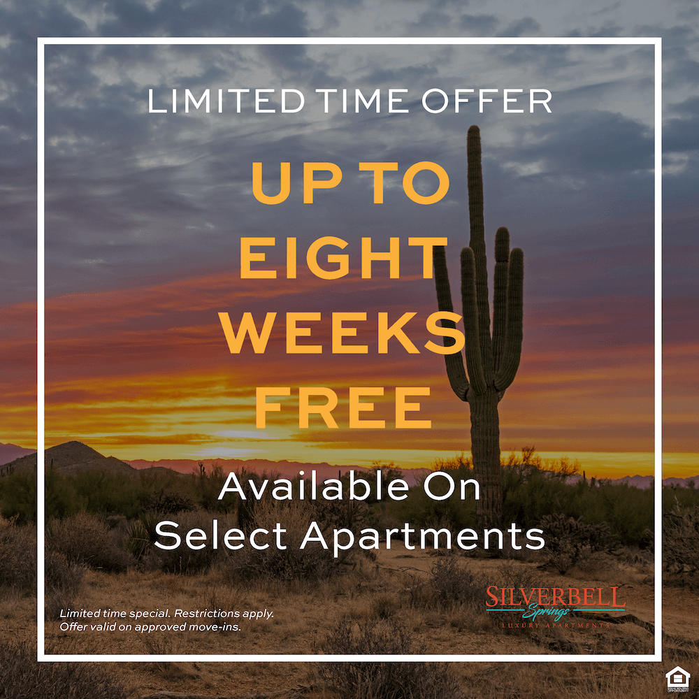 Limited Time Offer. Up to EIGHT WEEKS FREE available on select apartments! Limited time special. Restrictions apply. Offer valid on approved move-ins.