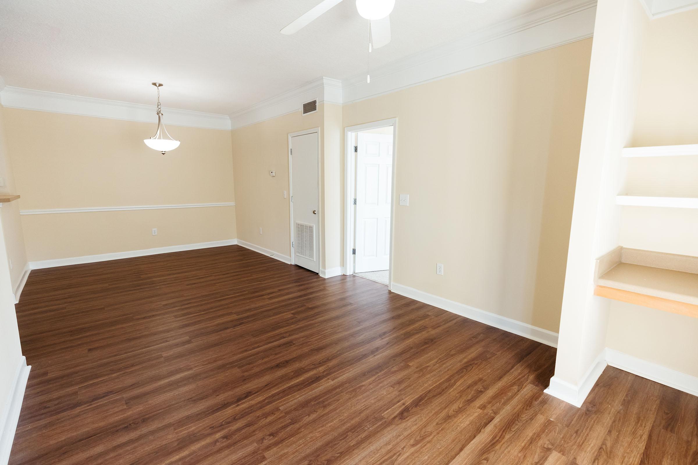 a room with a hard wood floor