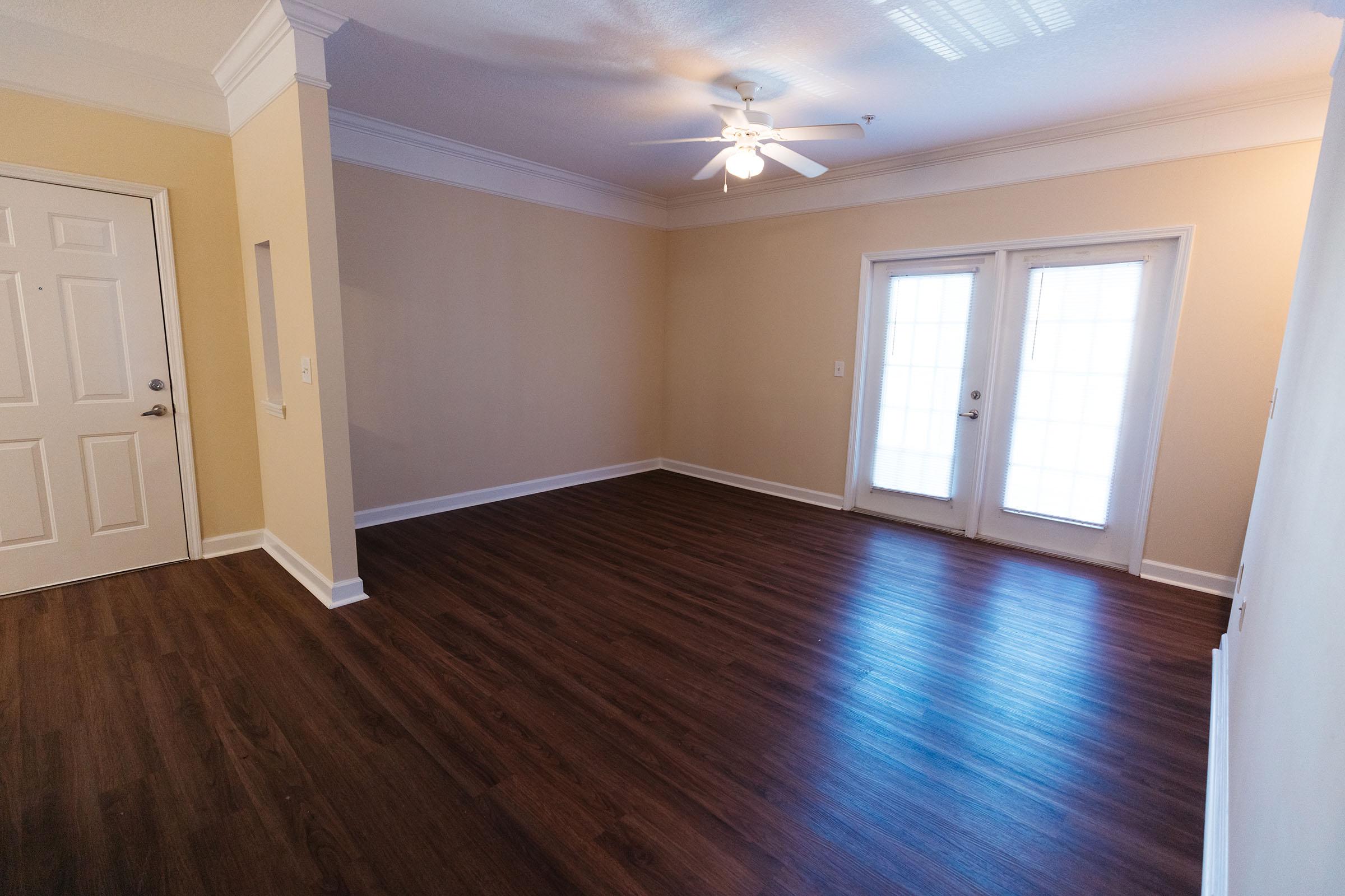 a room with a hard wood floor