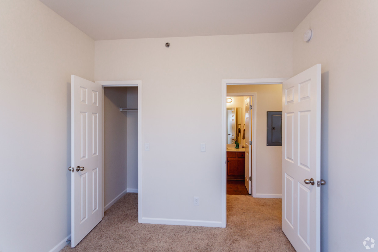 a kitchen with an open door