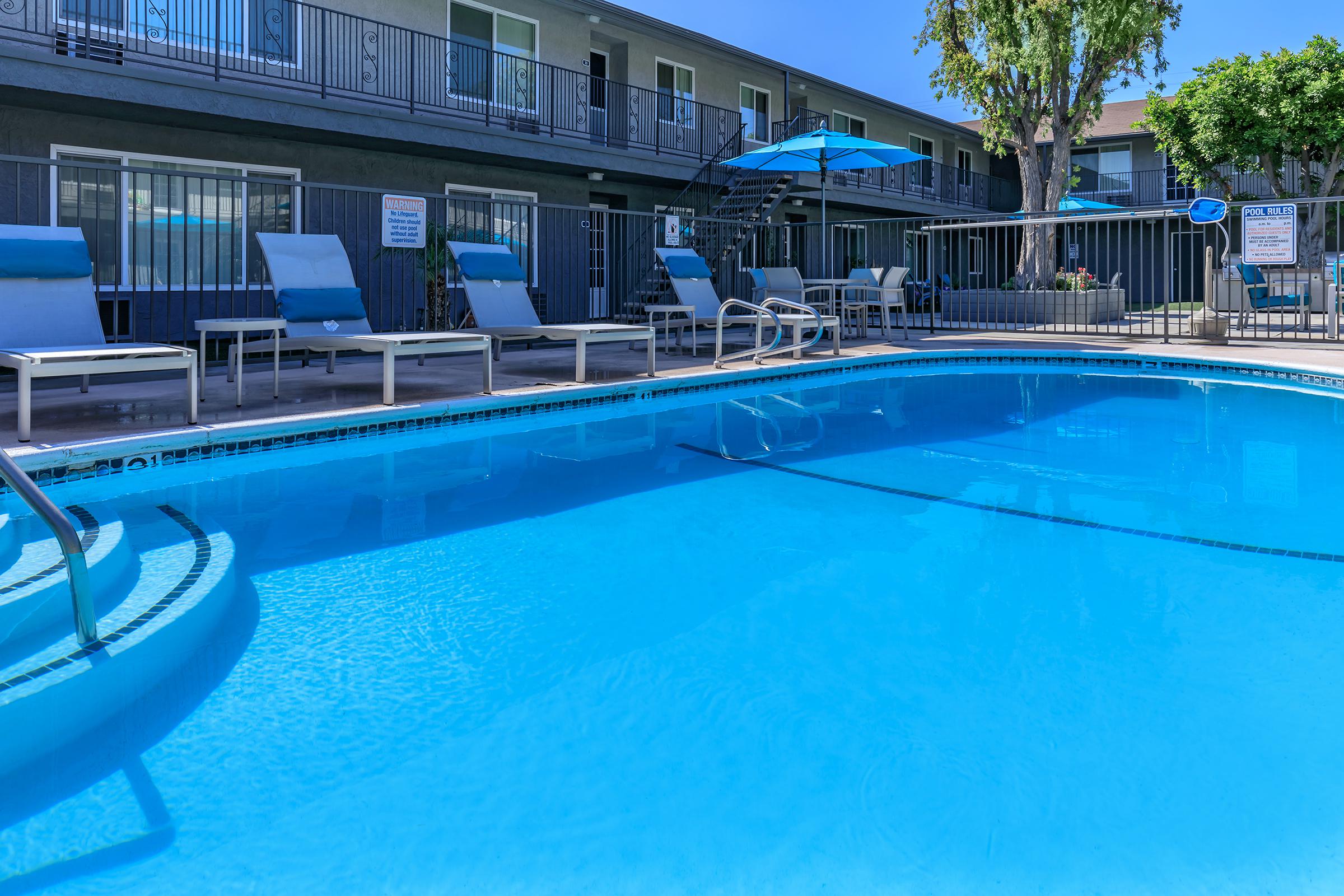 a blue pool of water