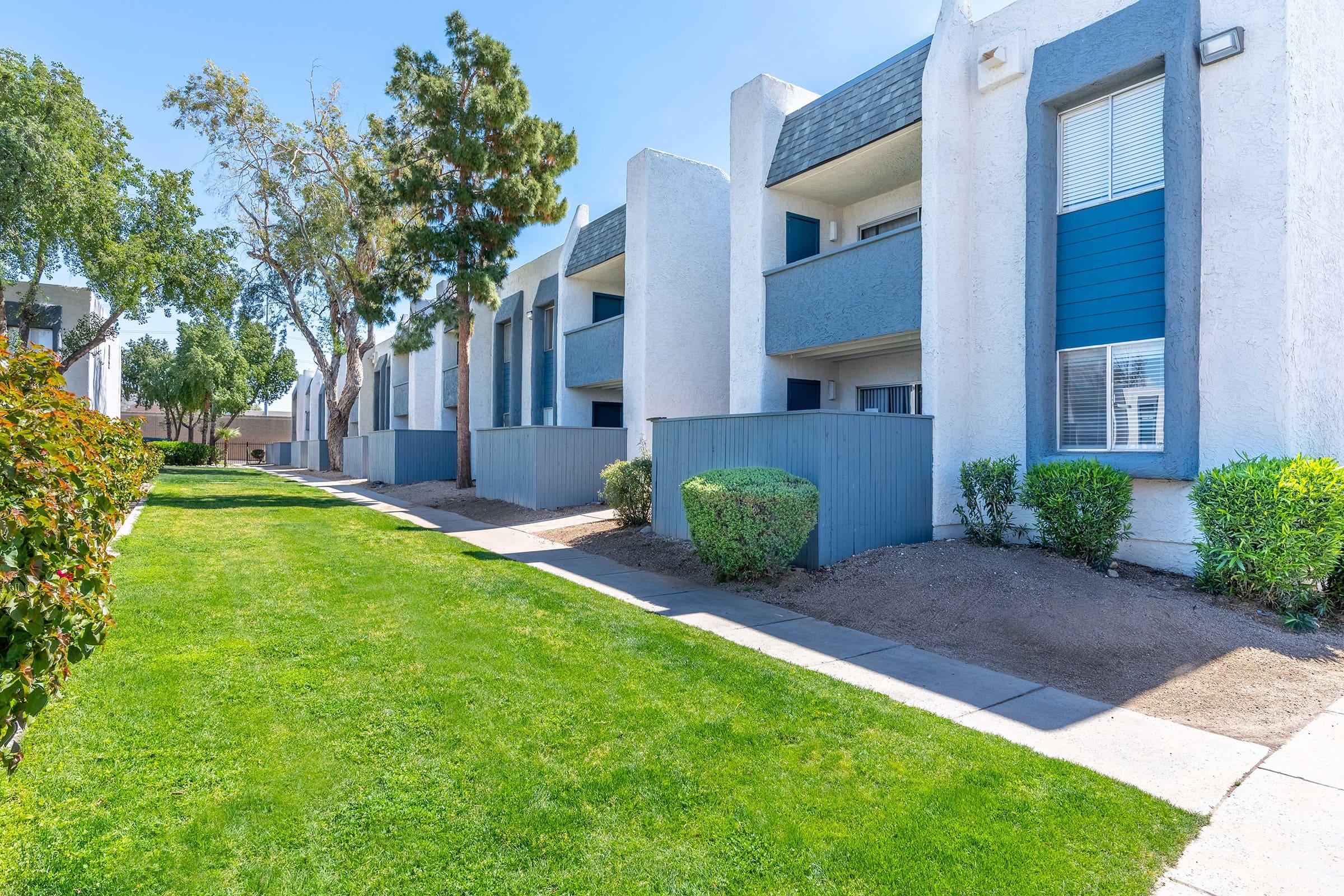 a large lawn in front of a building