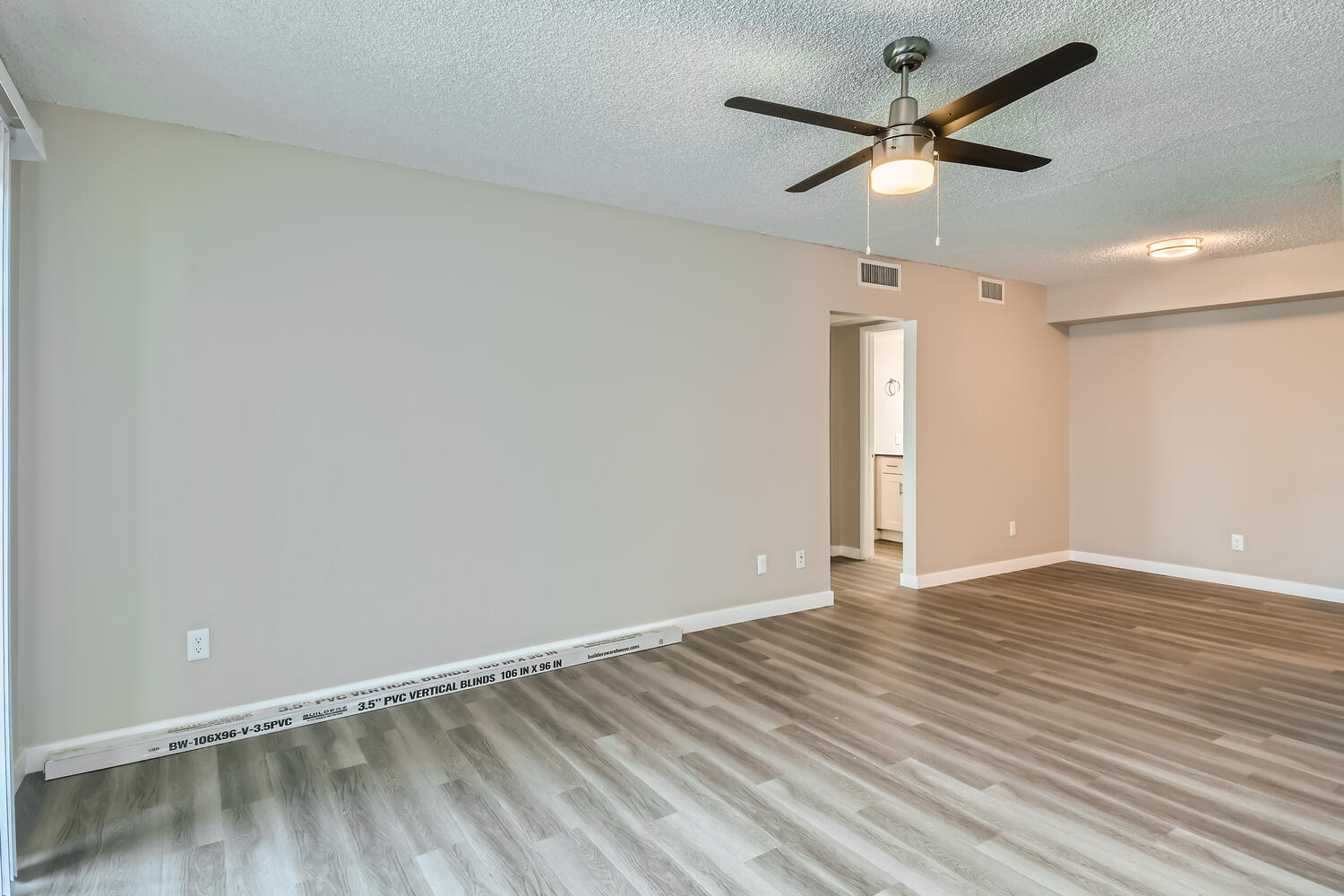 a room with a wood floor