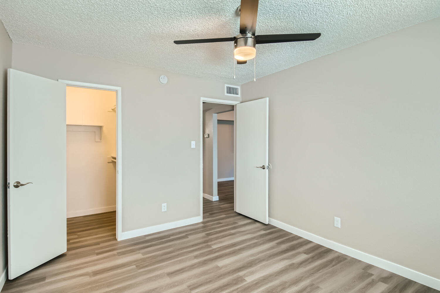 a room with a wood floor