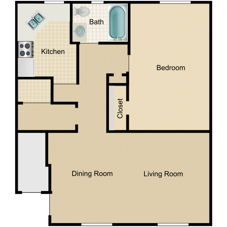 Floor plan image of One Bedroom