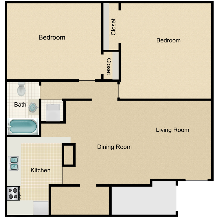 Floor plan image of Two Bedroom