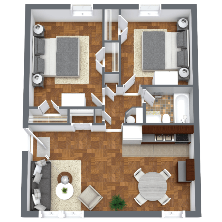 Floor plan image of 2 Bed 1 Bath Standard