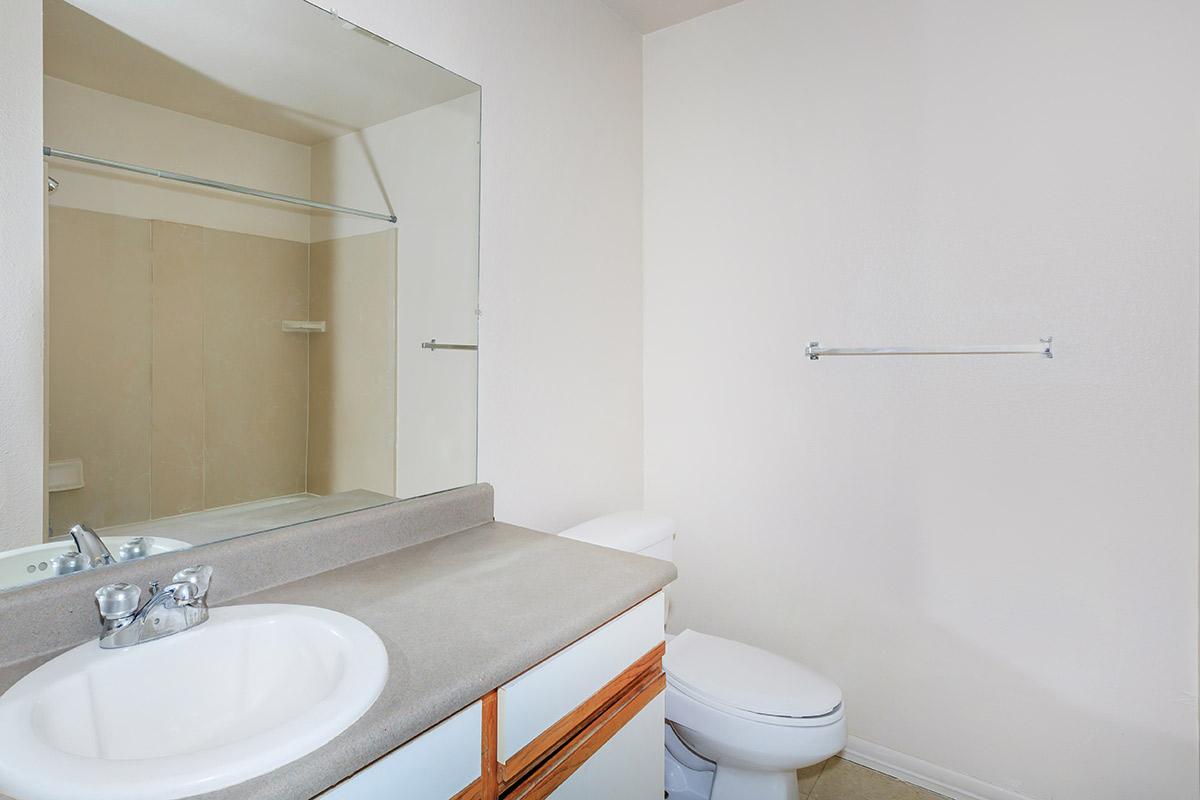 a white sink sitting under a mirror