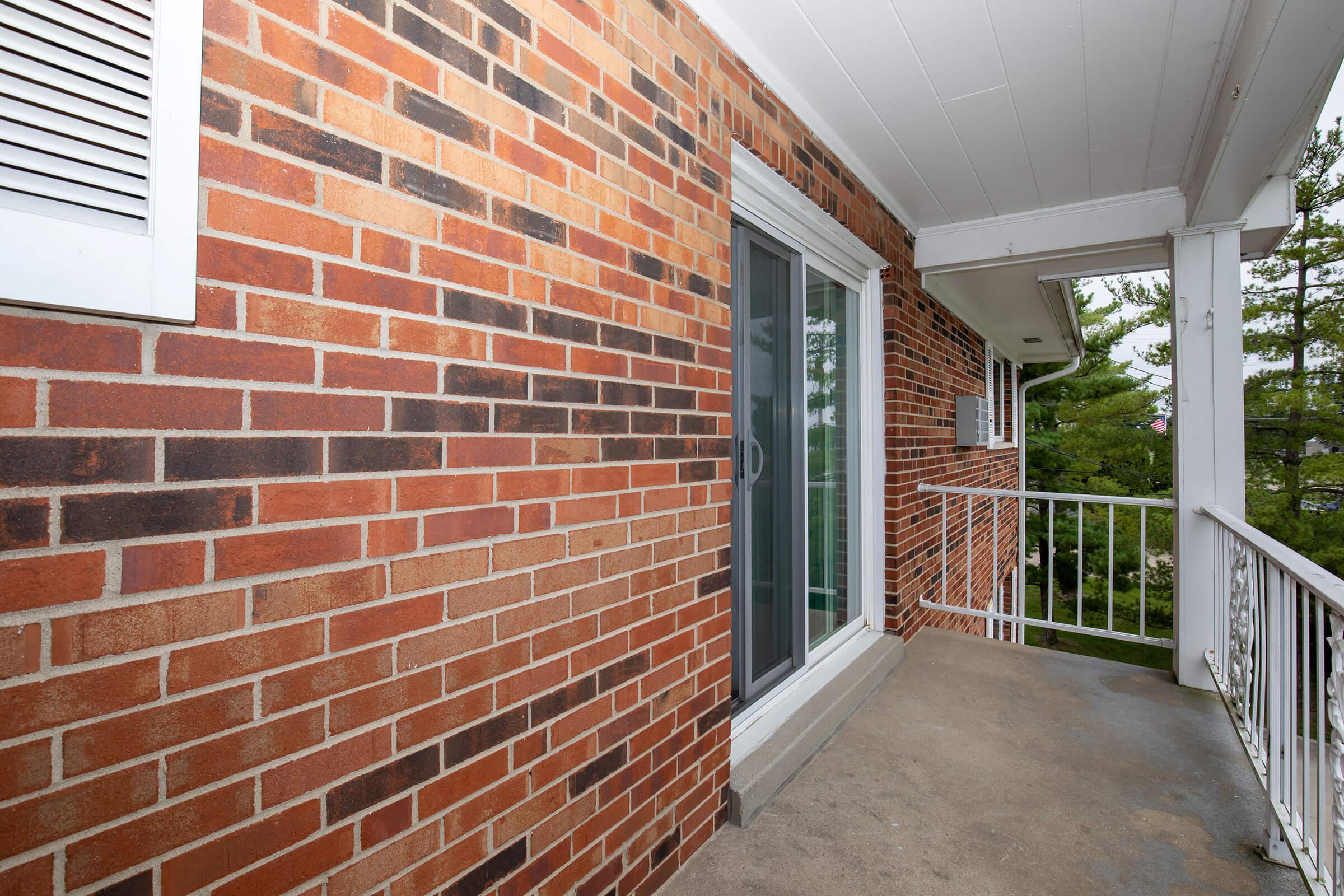 a close up of a brick building