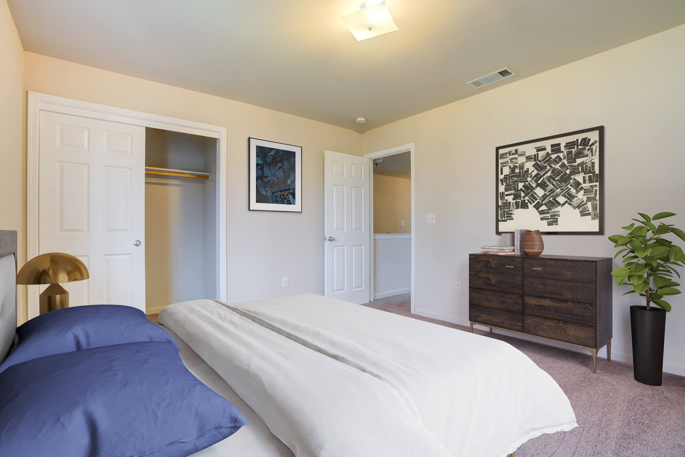 staged bedroom with closet