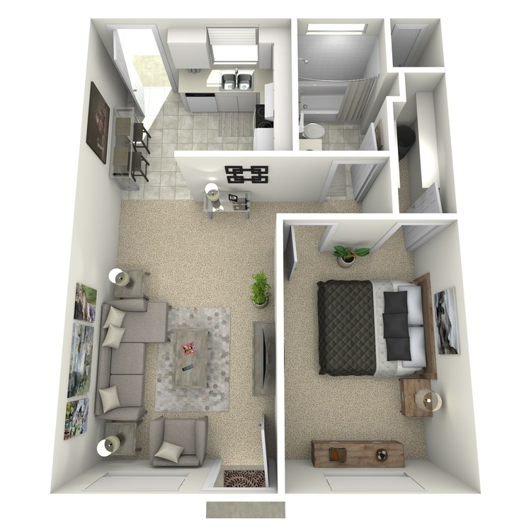 Floor plan image of 1 Bed 1 Bath-Small