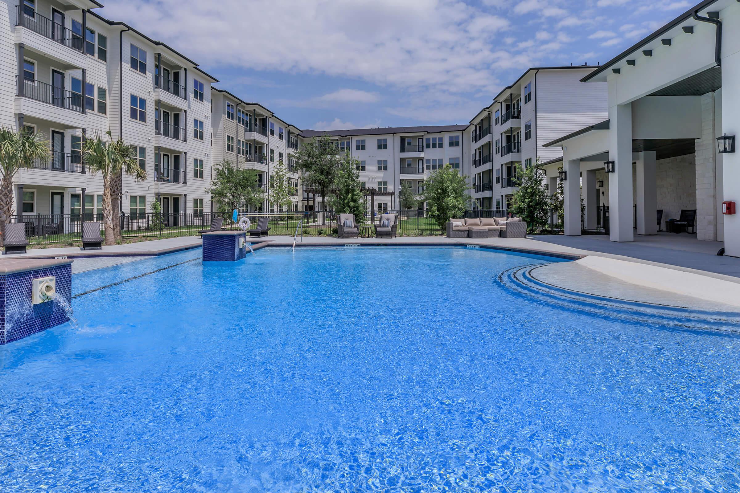 a blue pool of water