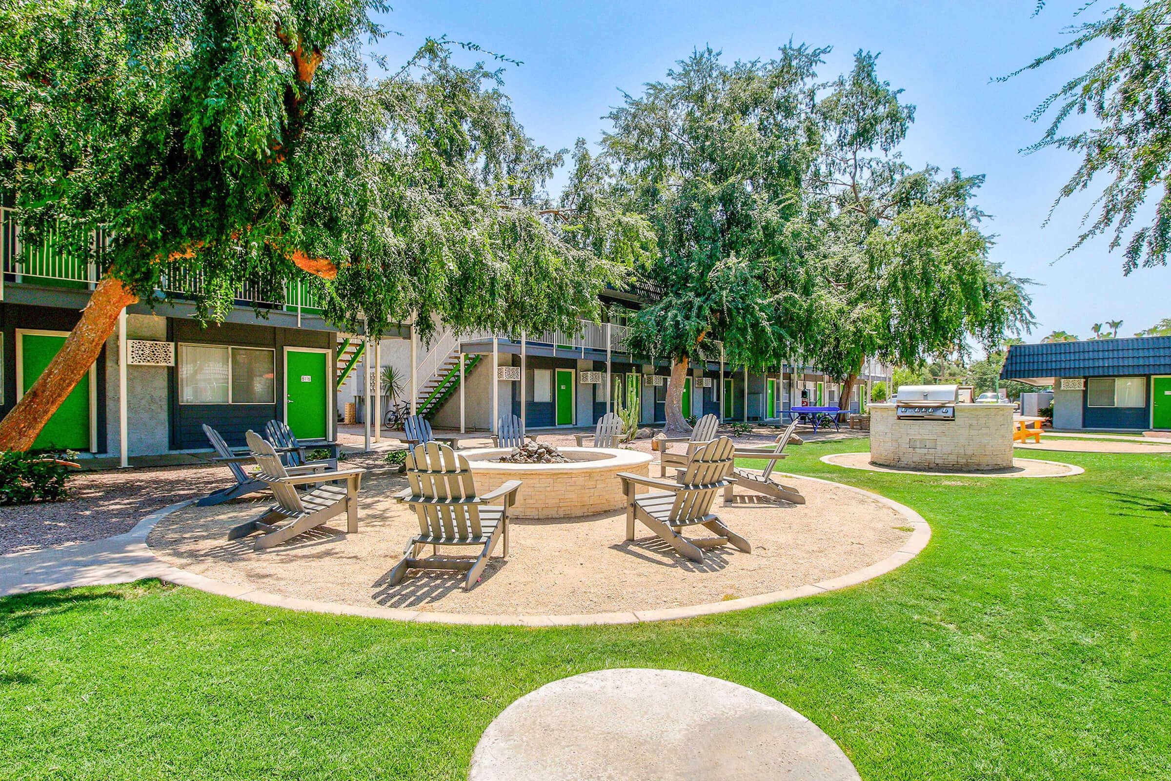 Gather around the fire at a Studio 710 firepit.