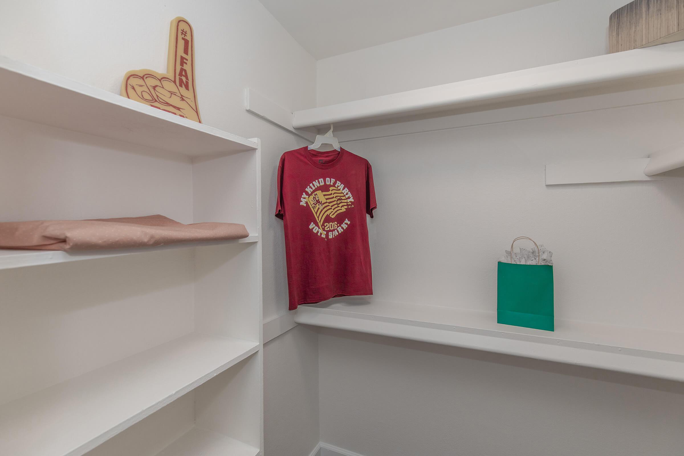 This is the closet of a Lautner floor plan at Studio 710.