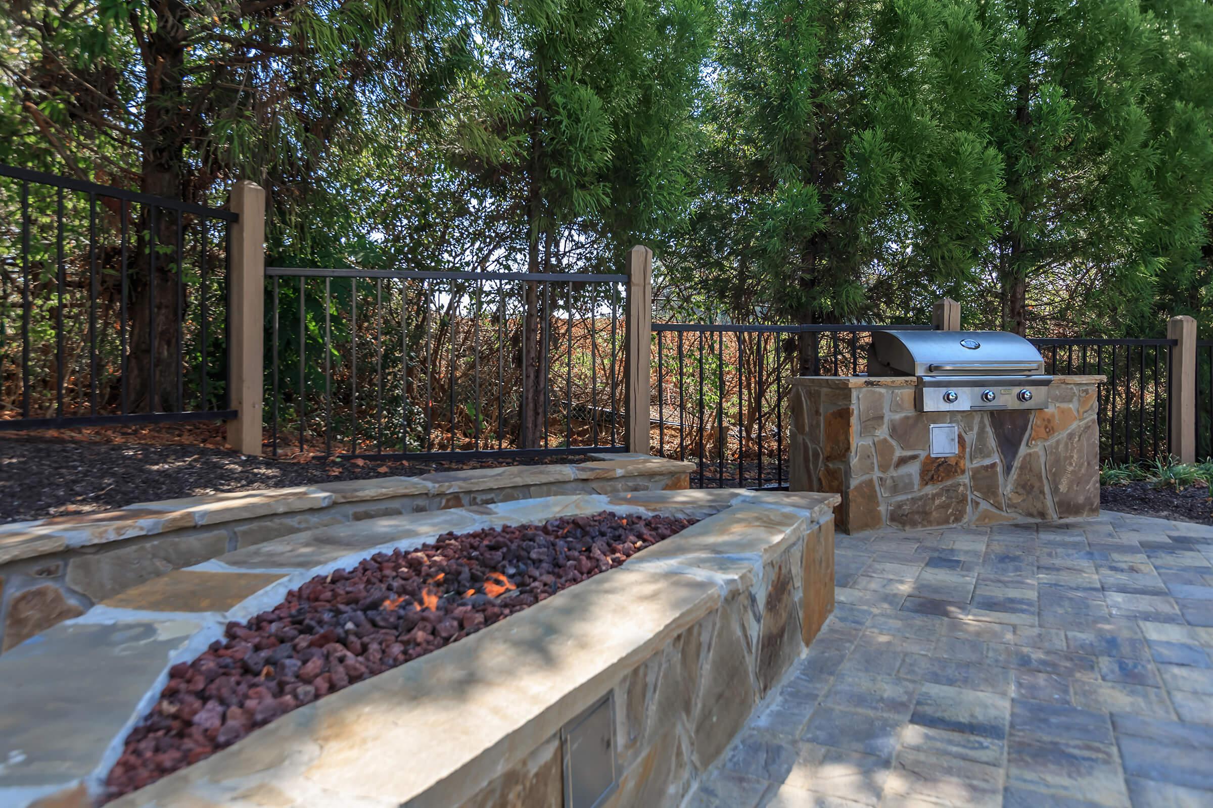 New Fire Pit and Gas Grills By The Pool