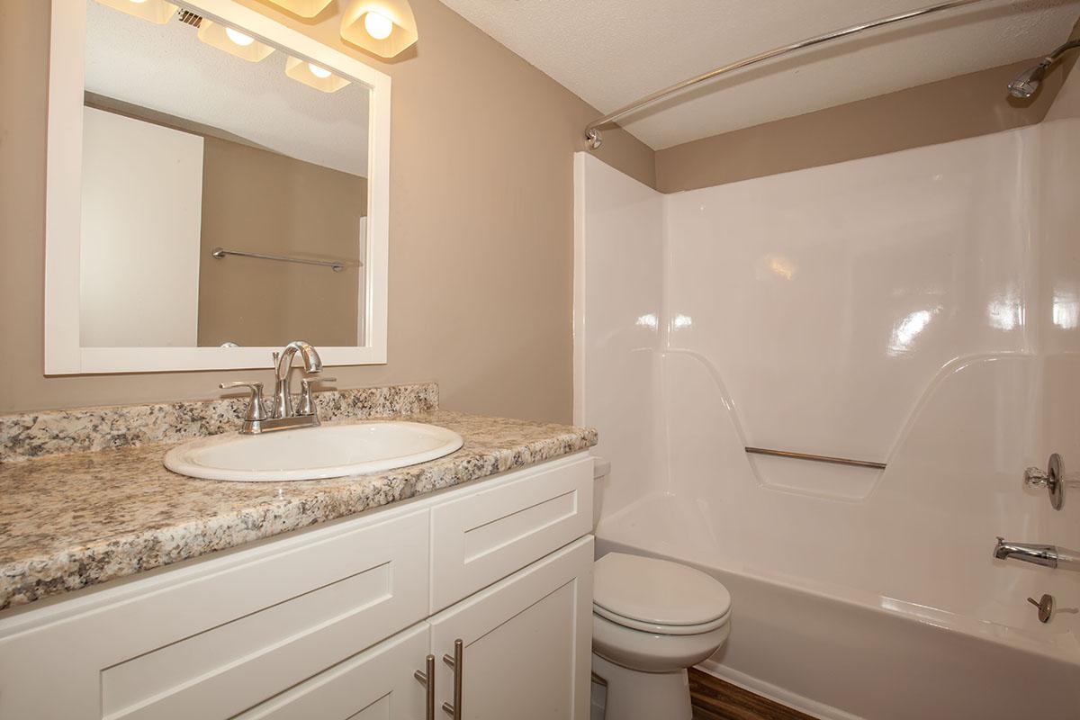 Modern Bathroom at The Bradford Deluxe at Laurel Ridge Apartments in Chattanooga, TN