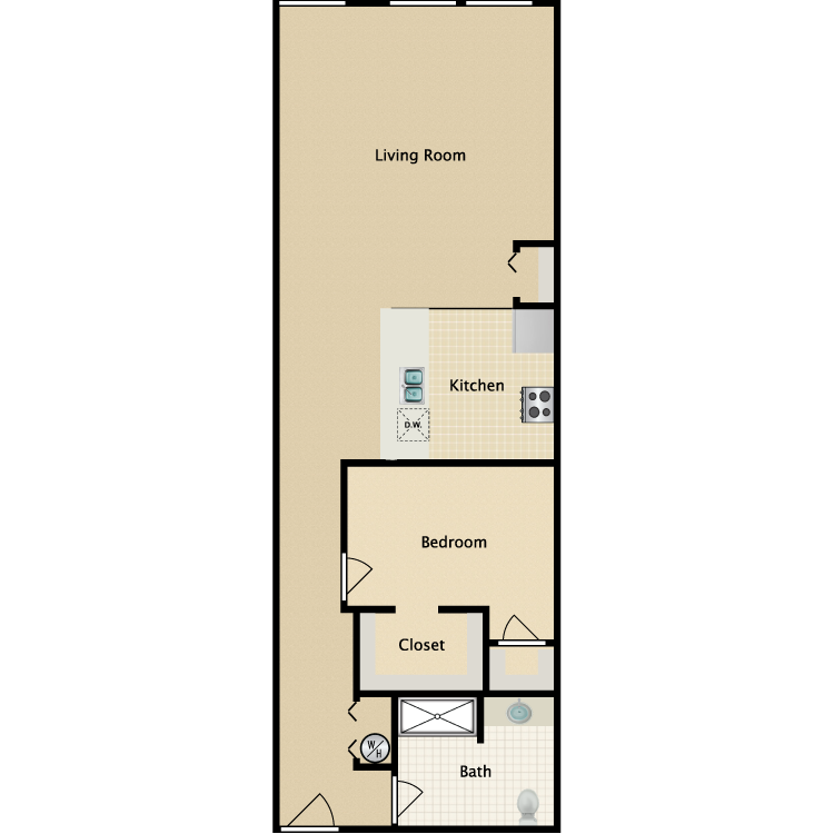 Floor plan image of 1 Bed 1 Bath B