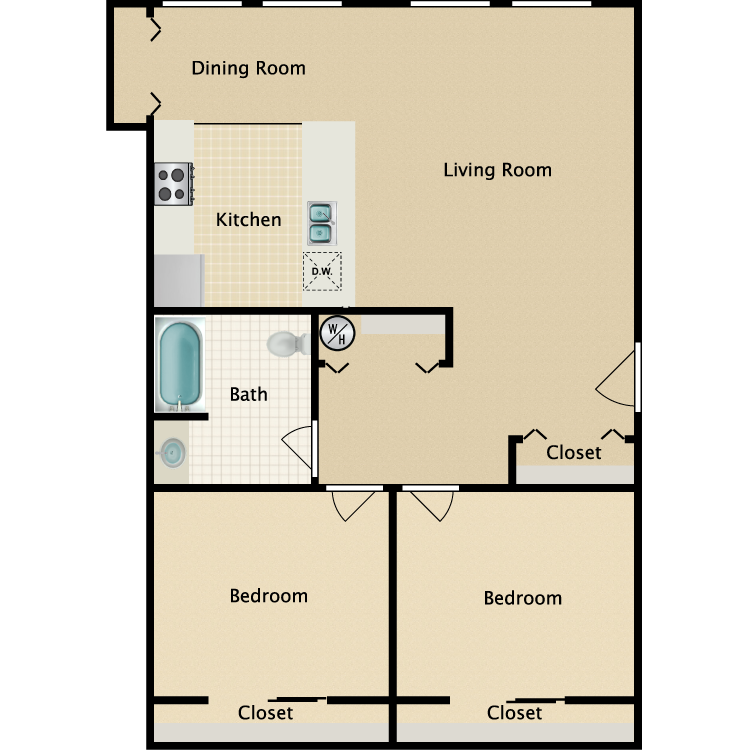 Floor plan image of 2 Bed 1 Bath A