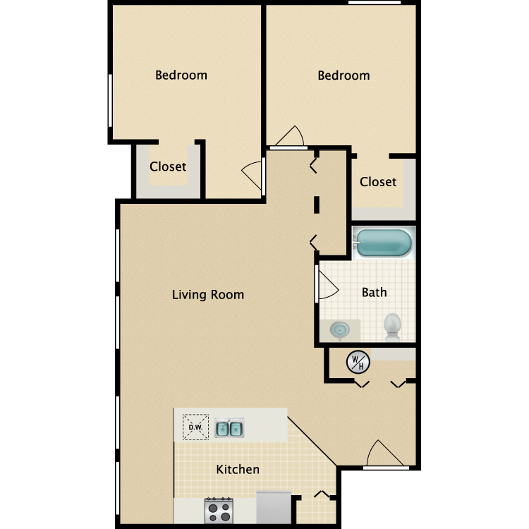 Floor plan image of 2 Bed 1 Bath B